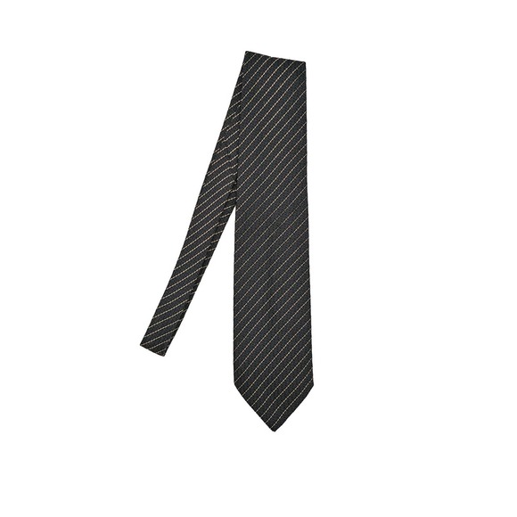 Gucci Men's Navy Blue and White Silk Striped Tie - Used - Picture 1 of 2